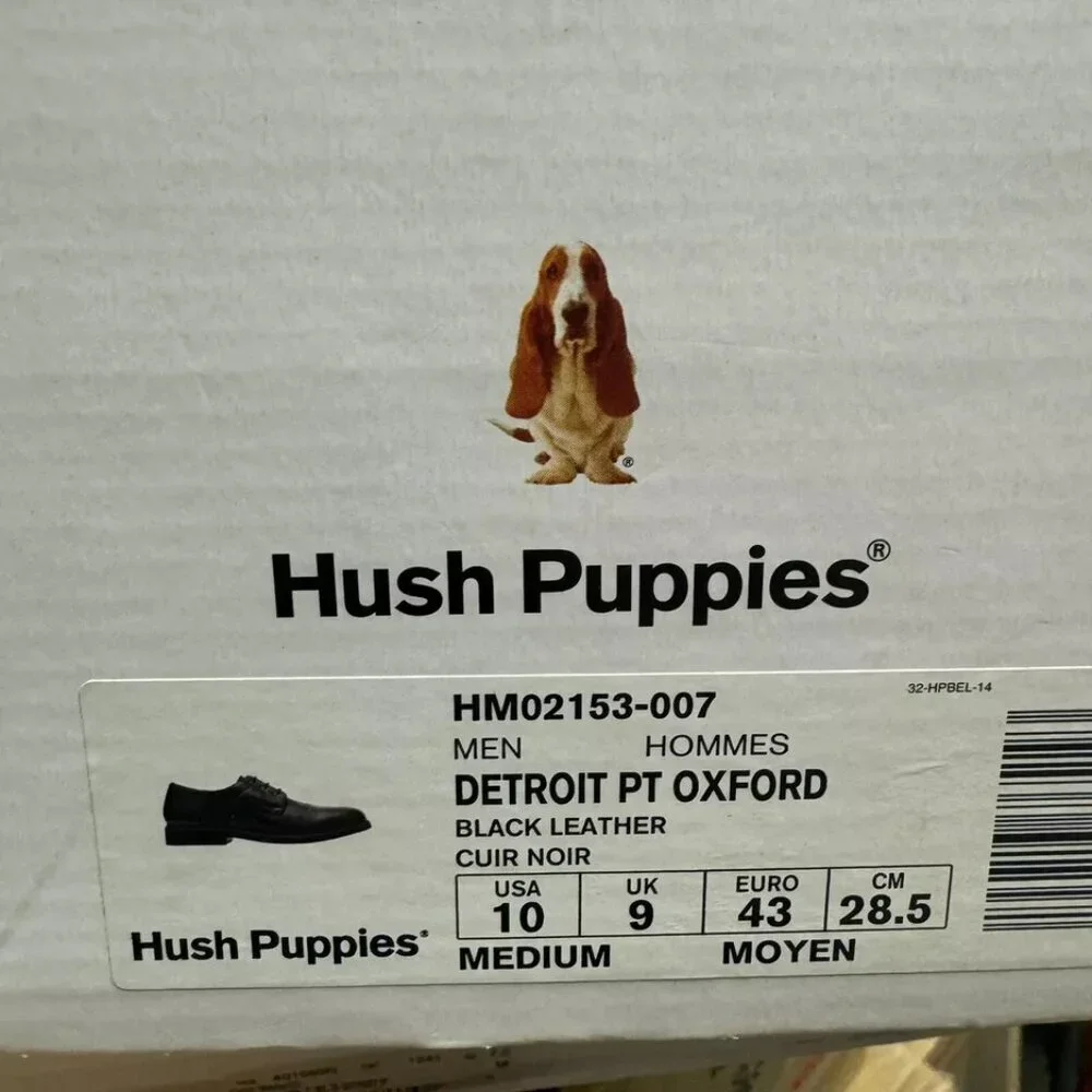 Hush Puppies Mens Detroit Plan Toe Oxford Black Size 10 M